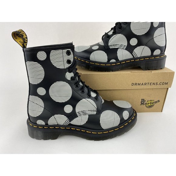 Dr Martens 1460 Black White Polka Dot Smooth Women's Boots Leather 26876009 - Picture 4 of 12